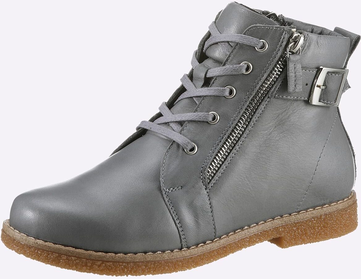 Schnürstiefelette ANDREA CONTI, Damen, Gr. 42, grau, Glattleder, Leder, Schuhe Schnürstiefelette grau 42