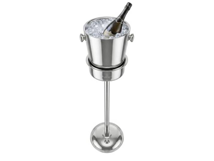 AURANACS® Tower Champagnerkühler mit Standfuß aus Edelstahl Freistehender Flaschenkühler, spiegelpoliert Isolierter Kühler mit Säule Eleganter Weinkühler für Events & Gastronomie