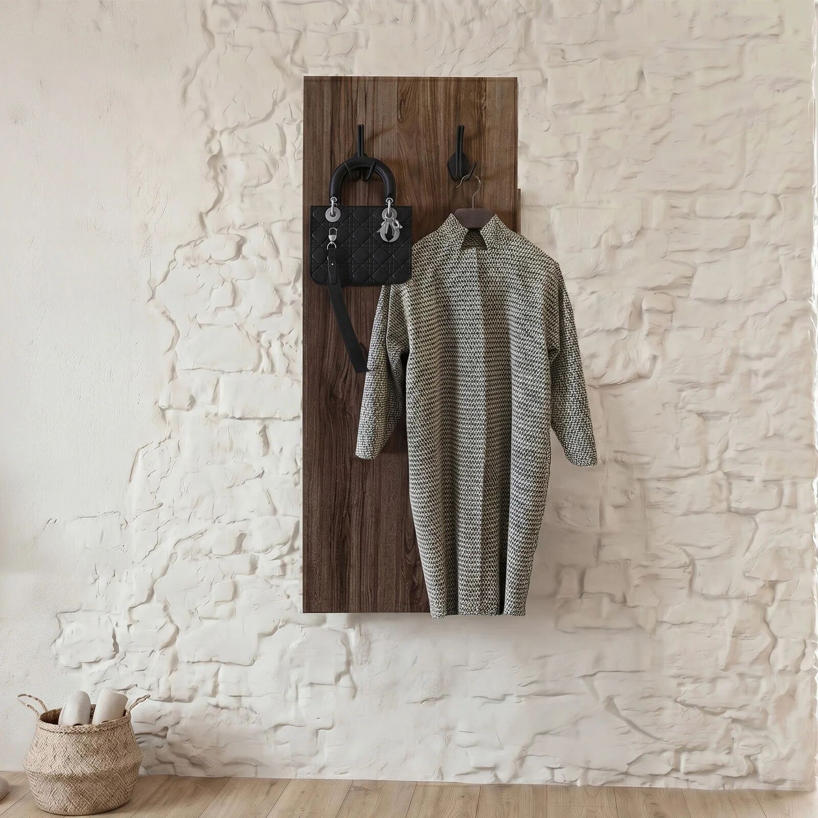 garneroarredamenti Pannello ingresso 50x124h cm appendiabiti noce Raymonda
