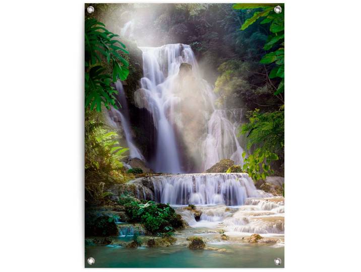 Poster REINDERS Wasserfall , grün (farbe bild(er): grün), B:60cm H:80cm T:0,1cm, Leinwand, Bilder, Poster