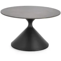 Couchtisch Joona Marmor-Optik, modern und rund, Metallgestell, Schwarz, Ø 70 cm