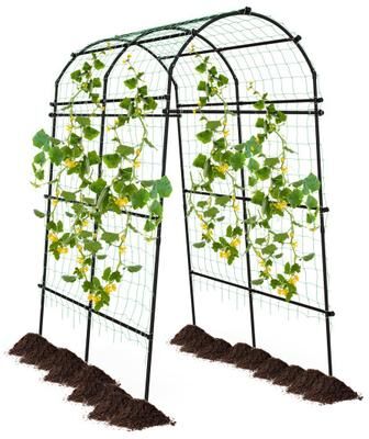 Costway 7.5 Feet Garden Arch Trellis with PE Coated Metal Structure