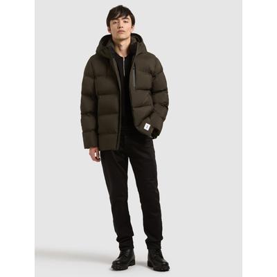 Steppjacke KHUJO "SILAS4", Herren, Gr. L, braun (park grün), Web, 100% Nylon, unifarben, regular fit hüftlang, eingesetzt elastischer Bund, Jacken Steppjacke