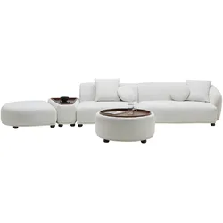 Wohnlandschaft Kira Weiß Webstoff inkl. Couchtisch