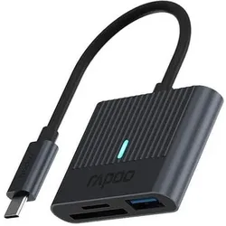 Rapoo USB-C Kartenleser, grau (USB, USB-C 3.1 Gen 1), Speicherkartenlesegerät, Grau