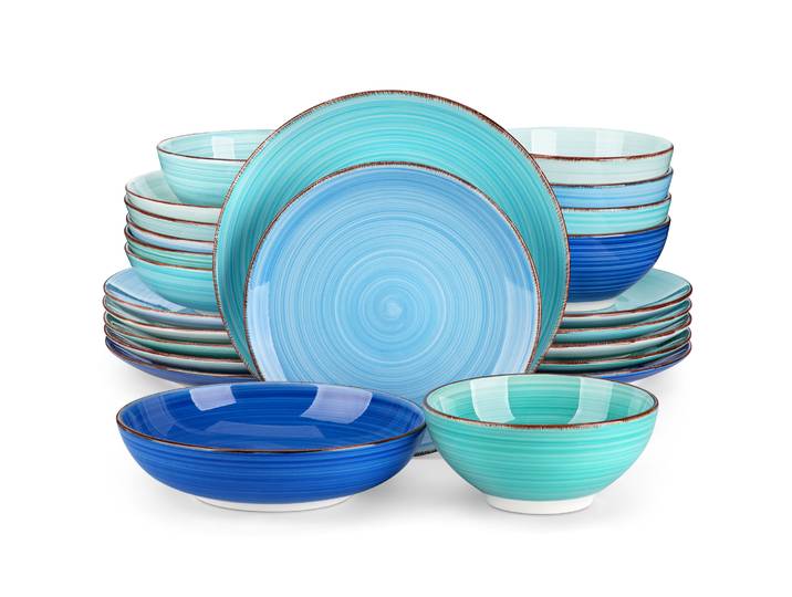 vancasso-Service de vaisselle en céramique, motif spiralé peint à la main, assiettes à dessert, bols, assiettes creuses, 4 pièces, 6 pièces, 12 pièces, 24 pièces, 48 pièces