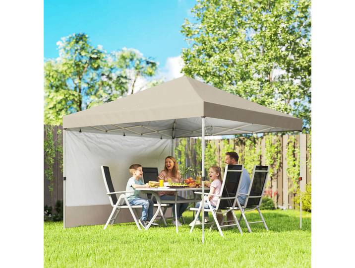 Outsunny Gazebo 3x3m Imperméable Beige Extérieur Jardin