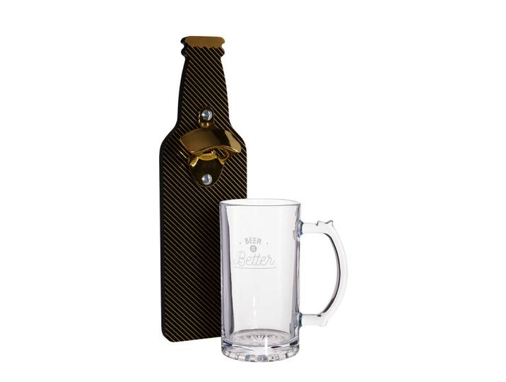 Flaschenöffner mit Bierglas