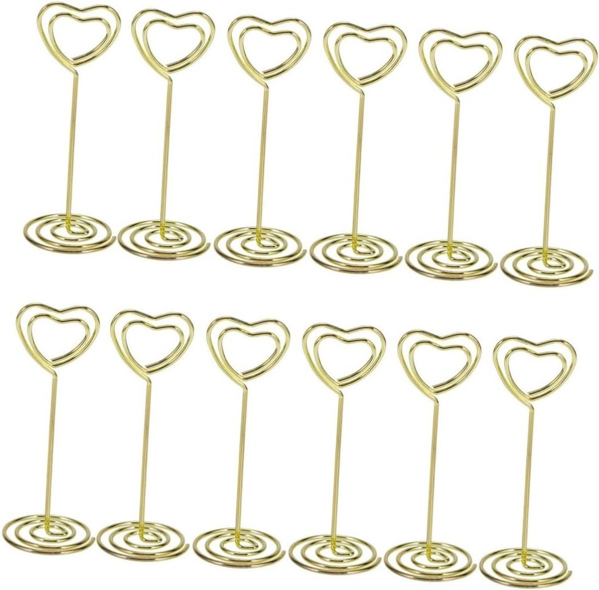 12 stuks Hartvormige Mini Paperclips Foto Houders Tafel Decoratie Goud