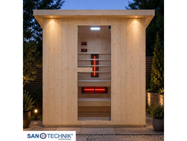 Sanotechnik Infrarotkabine Lahti, Fichtefarben, Holz, Fichte, 181.5x202.2x198 cm, Freizeit & Co, Wellness & Gesundheit, Infrarotkabinen
