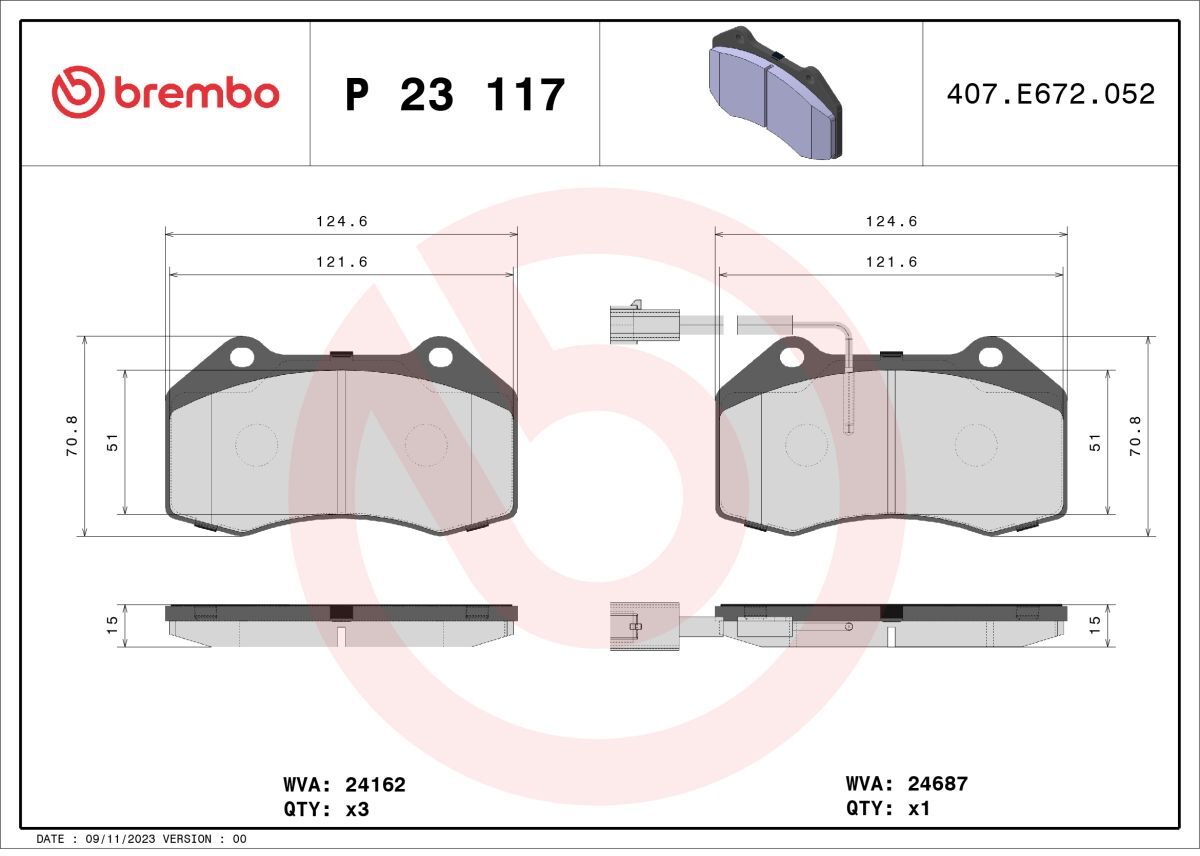 Brembo Set di pastiglie freno P 23 117