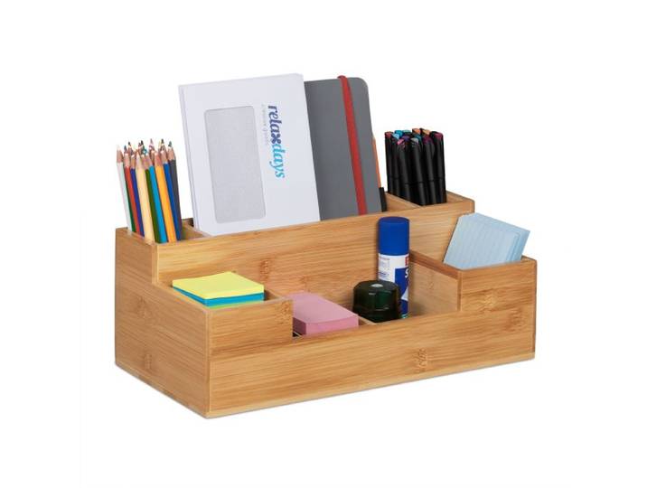 Relaxdays Bureau organizer van bamboe