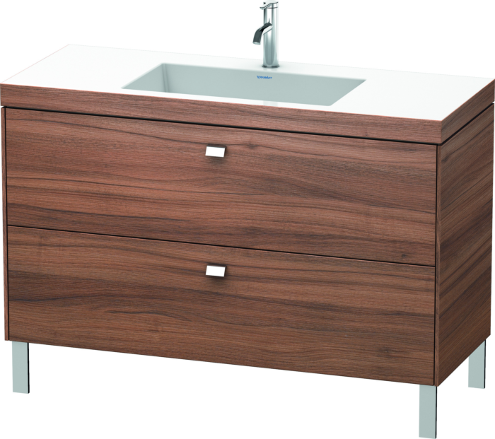 Duravit Brioso c-bonded Waschtisch mit Unterbau BR4703O1079 120x48, LNussbaum Natur/Chrom, 1 Hahnl