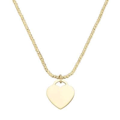 Kette mit Anhänger "Kugelkette diamantiert mit Anhänger Herz, Silber 925", gold, GIORGIO MARTELLO MILANO, Halsketten, Damen, 45cm, Silber 925 (Sterlingsilber)