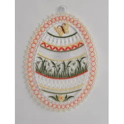 Fensterdekoration STICKEREIEN PLAUEN "Fensterbild Osterei", bunt, B:18cm H:25cm T:0,5cm, Polyester, Fensterbilder, Fensterdekoration, Plauener Spitze