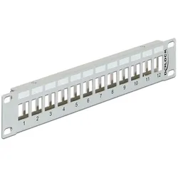 DELOCK Patchpanel 1HE 12 Keystone Ports Metall grau
