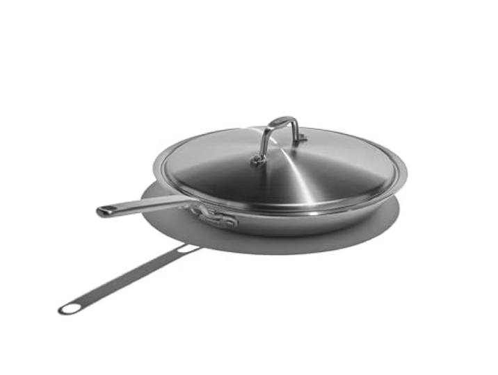 Heritage Steel Bratpfanne mit Deckel, 30,5 cm, 5-lagige, vollständig verkleidete Edelstahlpfanne, kühles Griff-Design, induktionsgeeignet, ungiftige Pfanne