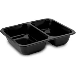 Menü-Schale (PP) 2-geteilt schwarz 227 x 178 x 50 mm 1260ml