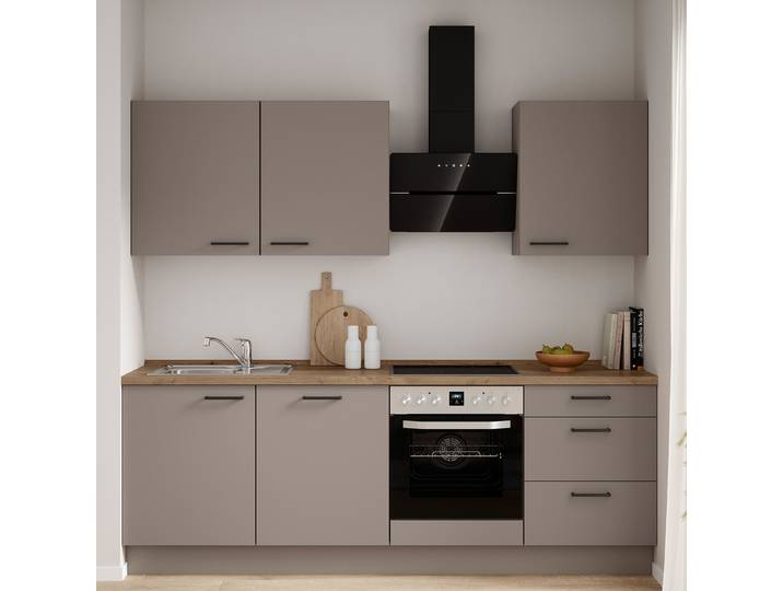 Küchenzeile High-Line Senso Variante C 240cm Ausrichtung rechts Braun/Latte Macchiato AEG