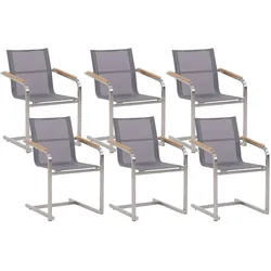 GARTENSTUHL 6er-Set Edelstahl grau Cosoleto