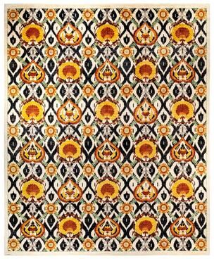 "Overton Handknotted Wool Vintage Inspired Contemporary Suzani Ivory Area Rug - 16' 5"" x 14' 0"""
