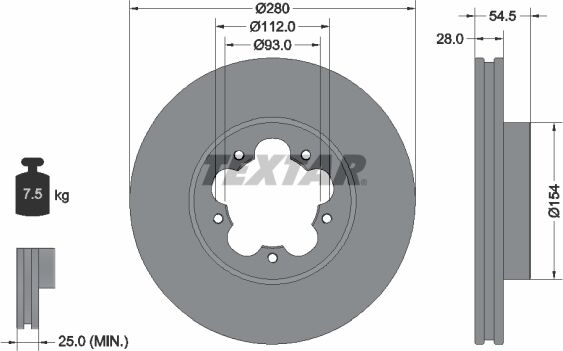 Textar Bremsscheibe Pro 92151803 280mm 28mm Für Ford