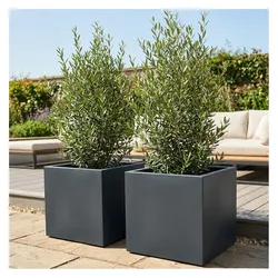 Ethick, Blumentopf, 2er-Set Blumentopf Quadratisch 58cm in Anthrazit, Pflanzkasten 91L aus Kunststoff für Innen & Aussen (58 x 58 x 45 cm)