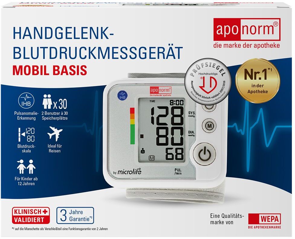 Aponorm Blutdruckmessgerät Mobil Basis Handgelenk 1 St Gerät