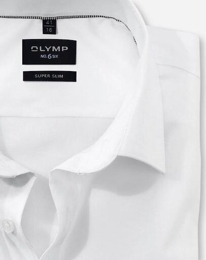 Businesshemd OLYMP "No. Six super slim", Herren, Gr. 43, N-Gr, weiß, Web, Obermaterial: 97% Baumwolle, 3% Elastolefin, Hemden Businesshemd