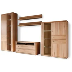 Wehrsdorfer Wohnwand Andorra 5tlg. Holz Braun Kernbuche