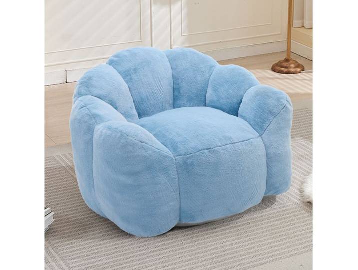 Fauteuil lotus compressé pour adulte sans montage mousse souple velours pelucheux intérieur bleu - UVRION