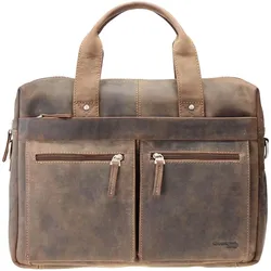 Greenland Nature Stone Aktentasche Leder 39 cm, Notebooktasche, Grau