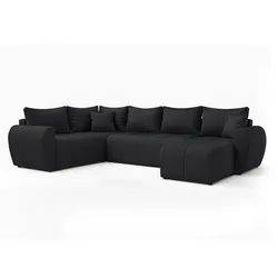 WOHNLANDSCHAFT Malatya U Form MAX Schwarz 311/145/80 cm mit Schlaffunktion