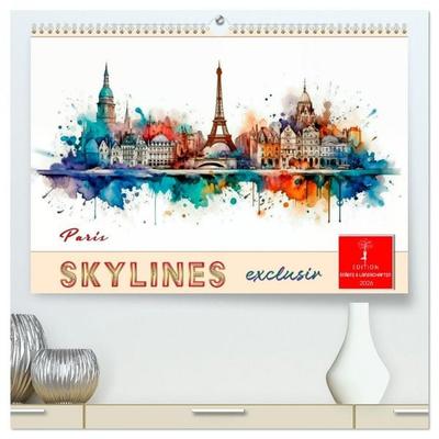 Skylines exklusiv (hochwertiger Premium Wandkalender 2026 DIN A2 quer), Kunstdruck in Hochglanz