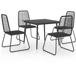 vidaXL 5-tlg. Garten-Essgruppe PVC Rattan Schwarz