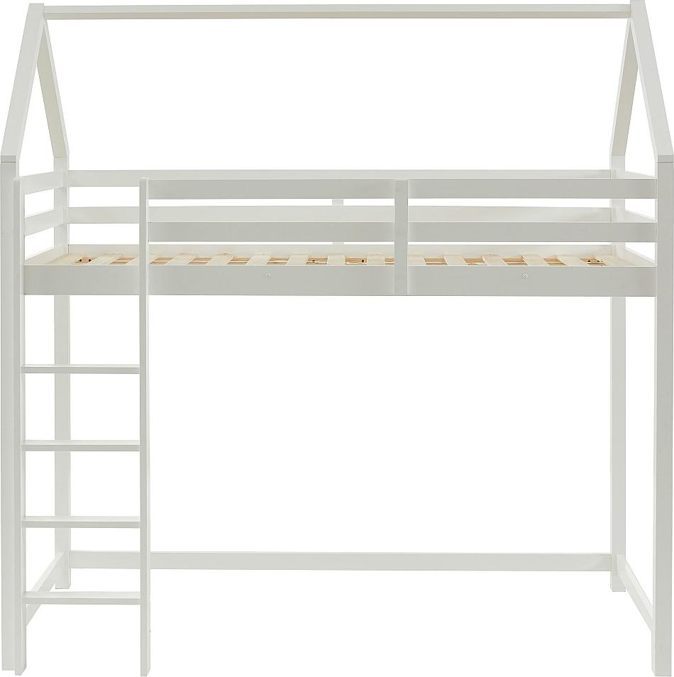 Hochbett Hausbett - Kiefernholz - 90 x 190 cm - Weiß - TARZIA