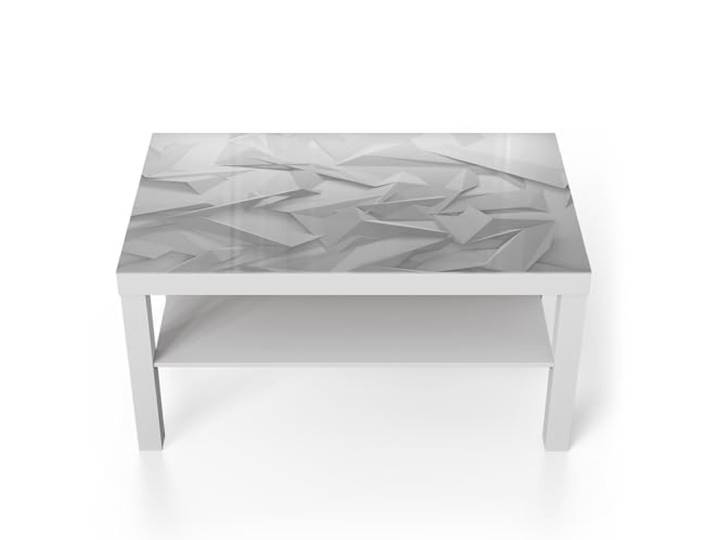 DEQORI Glastisch weiß groß 90x50 cm Motiv Geometrische Eleganz ausgefallener Beistelltisch aus Glas Hochglanz Couchtisch fürs Wohnzimmer moderner Couch Tisch mit Design