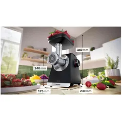 Bosch Hausgeräte Serie 6 MFWS650B, Fleischwolf, Silber, Schwarz