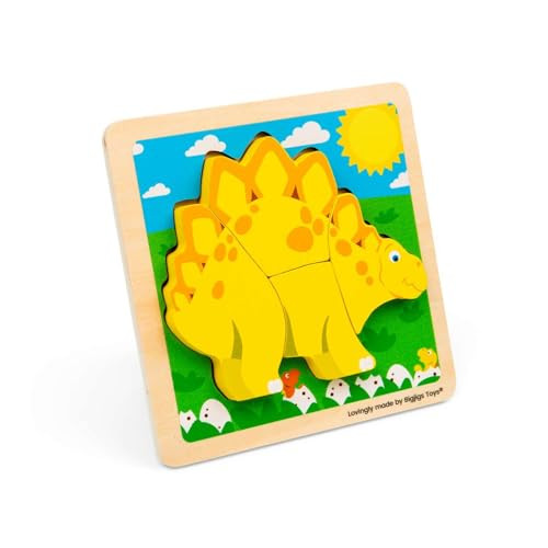 Bigjigs Toys Chunky Lift Out Stegosaurus Houten Dinosaurus Puzzel voor Kinderen