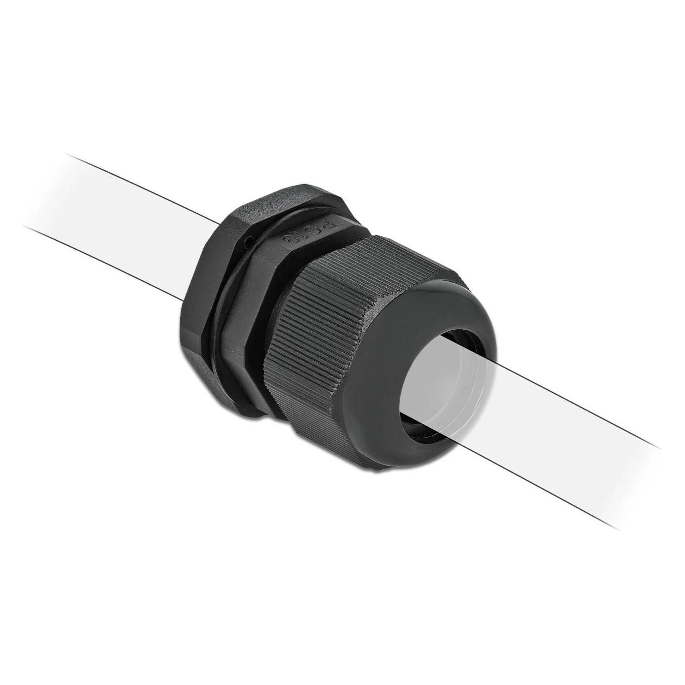 Delock Kabelverschraubung PG25, 35mm, 10 Stück, Schwarz (60224)