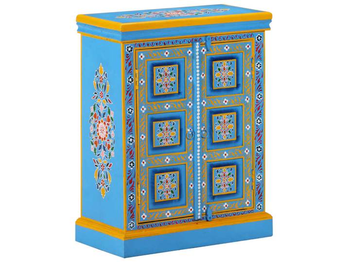 vidaXL Sideboard Massivholz Mango Türkis Handbemalt