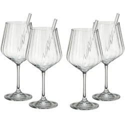 Nachtmann Gin & Tonic Gläser mit Glastrinkhalmen 4er Set Tastes Good , transparent/klar , Glas