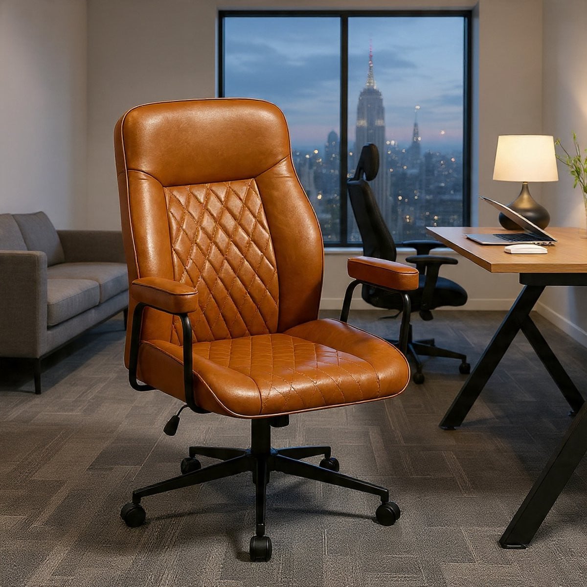 Casa Dorada Ergonomische Bureaustoel Casa Serena - Luxe Bruine PU Lederen Directiestoel met Hoge Rugleuning en Kantelfunctie
