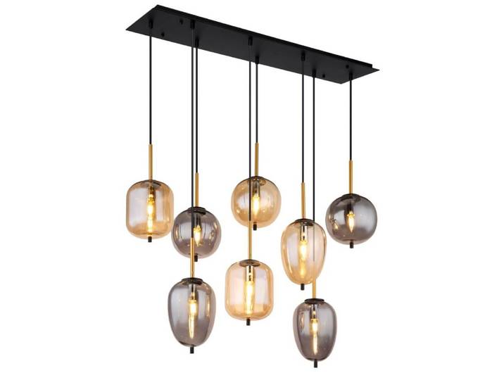 8-lichts hanglamp Blacky zwart Globo - 15345-8A