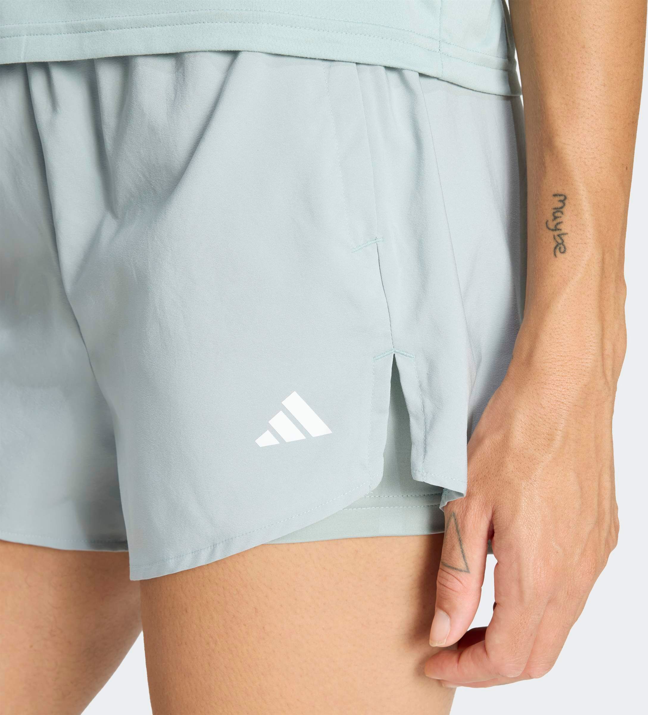 Shorts ADIDAS PERFORMANCE "WORKOUT ESSENTIALS-2-IN-1", Damen, Gr. XXL, N-Gr, wonder sage, normal, gr., Obermaterial: 100% Polyester, Hosen Shorts, für Fitness und sportliche Aktivitäten, mit climacool wonder sage, normal, gr. XXL, N-Gr