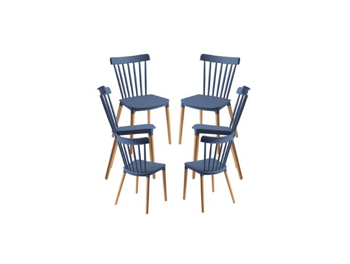 6er Set Leka Stühle - Blau Öl