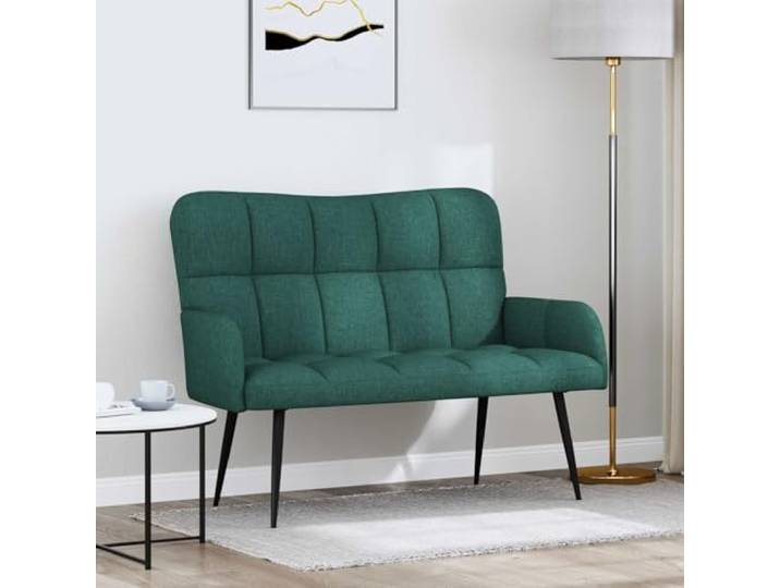 KGHERMDF 2-Sitzer Sofa Dunkelgrün 115x61x87 cm Stoff Polyester 100% Polyesterbezug, Holzwerkstoff und Metall, weiche Polsterung, minimalistische Linien, einfache Reinigung