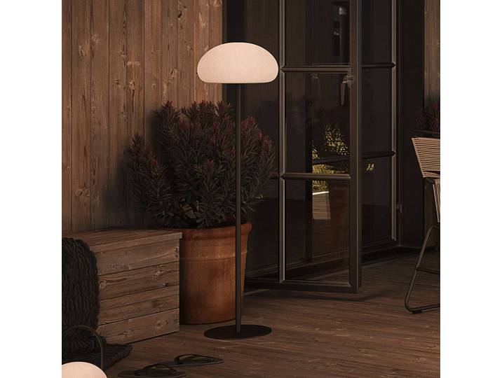 Nordlux LED-Akku-Terrassenleuchte Sponge, schwarz/weiß, Metall, IP65 Sponge Floor, dimmbar, weiß / opal, Metall, Modern