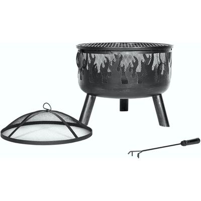Feuerschale BUSCHBECK "Faya", schwarz, H:55cm Ø:53cm, Stahl, Feuerkörbe, ØxH: 53x55 cm, mit Funkenschutzhaube und Grillrost