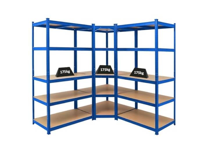 PROREGAL Mega Deal Eckregal Ragnar 1x: 180x90x60cm Taurus 2X: 180x90x60cm Blau Fachlast 175kg, Kellerregal, Steckregal, Garagenregal, Lagerregal
